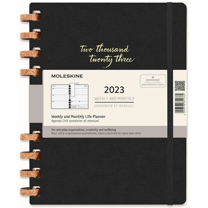 Еженедельник Moleskine SPIRAL XL DHSPBK512MWH4Y23 черный